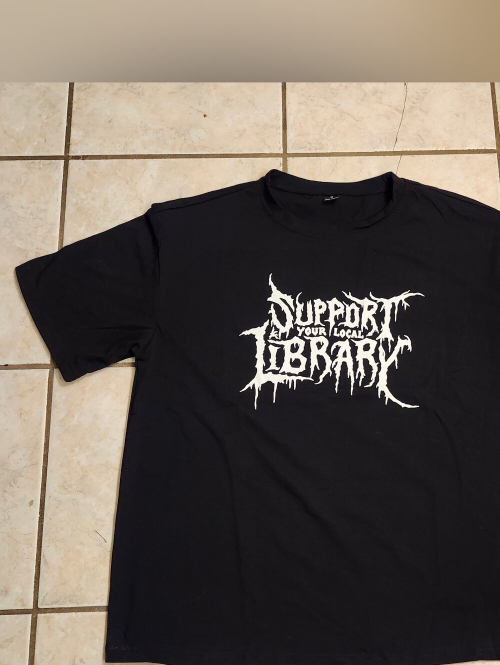 NEW Death Metal Goth Support Your Local Library Graphic T Shirt Rocker Reader
